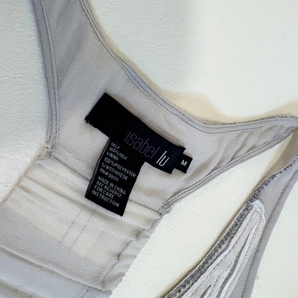 Vintage Isabel Lu Crepe Slip Mini Dress - Silver - M - Picture 7 of 10